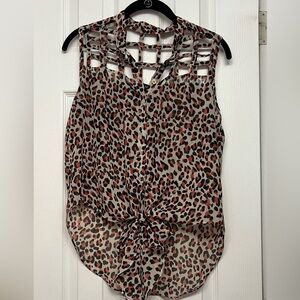 Rue21 Leopard Print Cutout Blouse